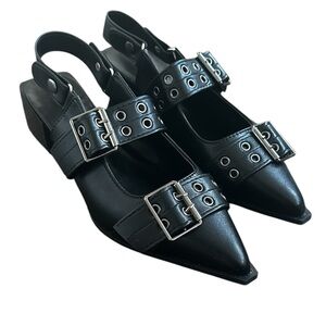 Amazon Black Buckle Slingback Women's Shoes